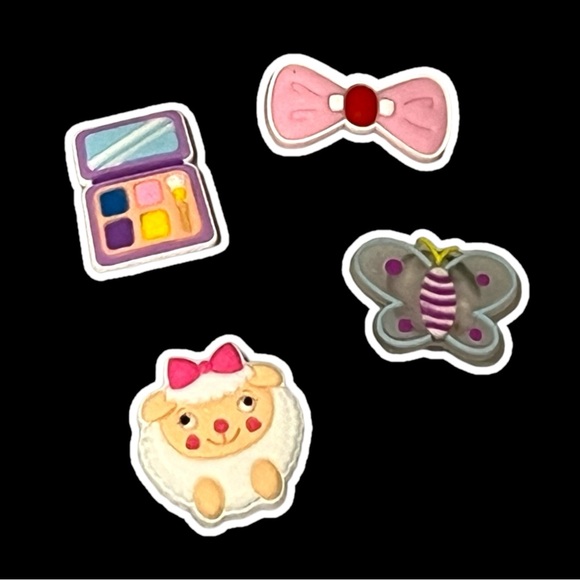 Light Up Shoe Croc Charms Set of 4 Makeup, Bow, Butterfly & Lamb - Picture 2 of 3